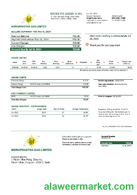 India Indraprastha Gas business utility bill template in Word and PDF formats